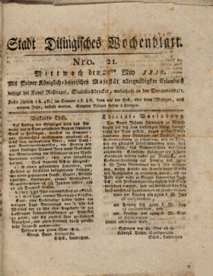 Wochenblatt der Stadt Dillingen Mittwoch 26. Mai 1819