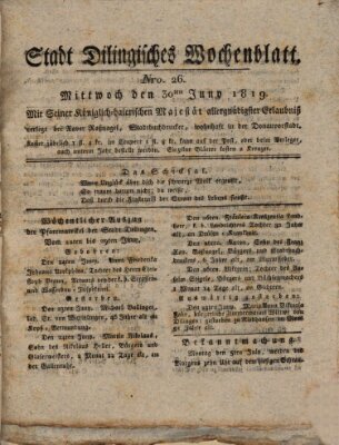 Wochenblatt der Stadt Dillingen Mittwoch 30. Juni 1819