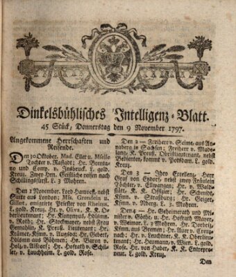 Dinkelsbühlisches Intelligenz-Blatt Donnerstag 9. November 1797