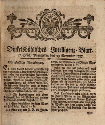 Dinkelsbühlisches Intelligenz-Blatt Donnerstag 23. November 1797