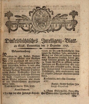 Dinkelsbühlisches Intelligenz-Blatt Donnerstag 7. Dezember 1797