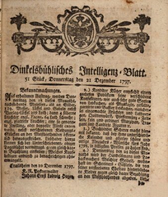 Dinkelsbühlisches Intelligenz-Blatt Donnerstag 21. Dezember 1797