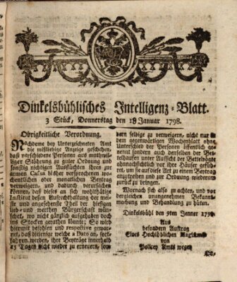 Dinkelsbühlisches Intelligenz-Blatt Donnerstag 18. Januar 1798