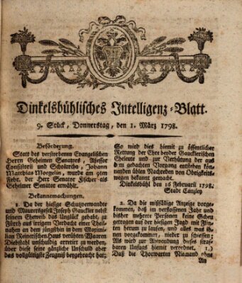 Dinkelsbühlisches Intelligenz-Blatt Donnerstag 1. März 1798