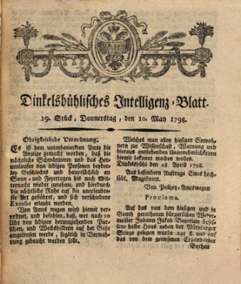 Dinkelsbühlisches Intelligenz-Blatt Donnerstag 10. Mai 1798