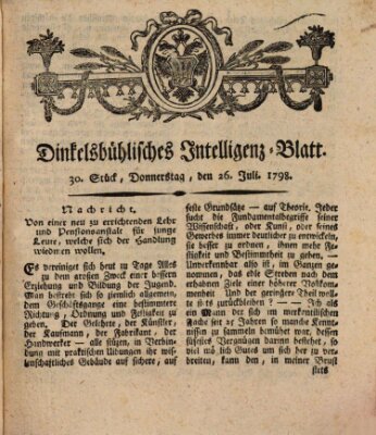 Dinkelsbühlisches Intelligenz-Blatt Donnerstag 26. Juli 1798