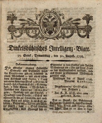 Dinkelsbühlisches Intelligenz-Blatt Donnerstag 30. August 1798