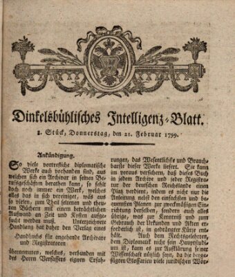 Dinkelsbühlisches Intelligenz-Blatt Donnerstag 21. Februar 1799