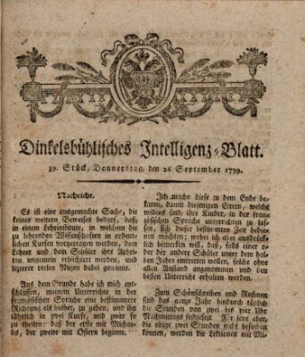 Dinkelsbühlisches Intelligenz-Blatt Donnerstag 26. September 1799