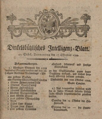 Dinkelsbühlisches Intelligenz-Blatt Donnerstag 17. Oktober 1799