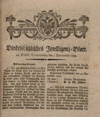 Dinkelsbühlisches Intelligenz-Blatt Donnerstag 5. Dezember 1799