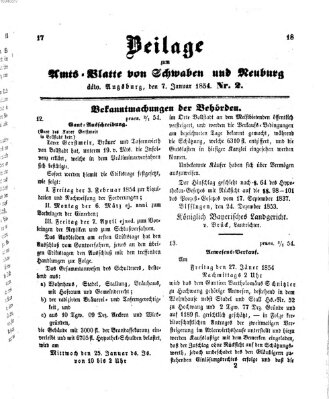 Königlich Bayerisches Kreis-Amtsblatt von Schwaben und Neuburg Samstag 7. Januar 1854