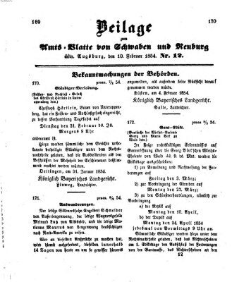 Königlich Bayerisches Kreis-Amtsblatt von Schwaben und Neuburg Freitag 10. Februar 1854