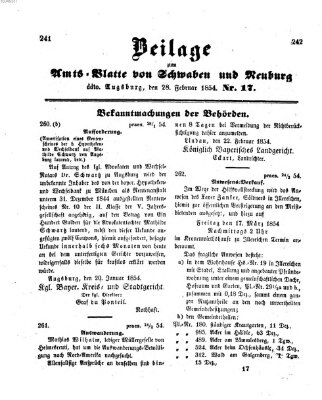 Königlich Bayerisches Kreis-Amtsblatt von Schwaben und Neuburg Dienstag 28. Februar 1854