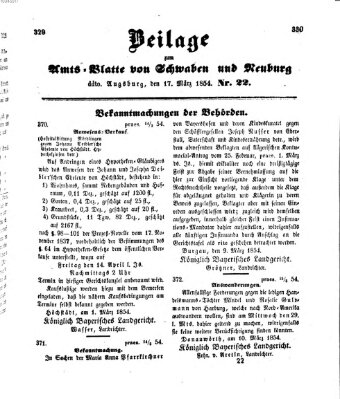 Königlich Bayerisches Kreis-Amtsblatt von Schwaben und Neuburg Freitag 17. März 1854