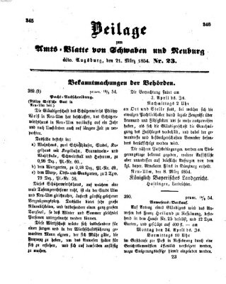 Königlich Bayerisches Kreis-Amtsblatt von Schwaben und Neuburg Dienstag 21. März 1854