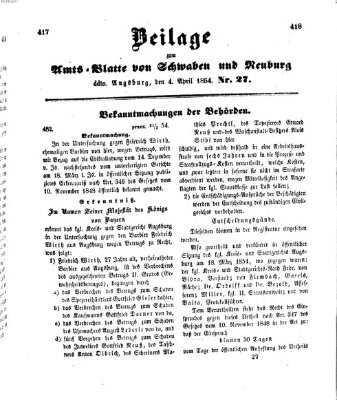 Königlich Bayerisches Kreis-Amtsblatt von Schwaben und Neuburg Dienstag 4. April 1854