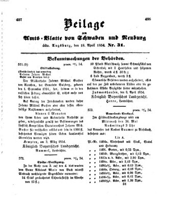 Königlich Bayerisches Kreis-Amtsblatt von Schwaben und Neuburg Dienstag 18. April 1854