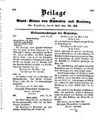 Königlich Bayerisches Kreis-Amtsblatt von Schwaben und Neuburg Dienstag 25. April 1854