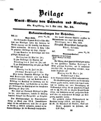 Königlich Bayerisches Kreis-Amtsblatt von Schwaben und Neuburg Dienstag 2. Mai 1854