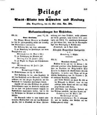 Königlich Bayerisches Kreis-Amtsblatt von Schwaben und Neuburg Freitag 12. Mai 1854