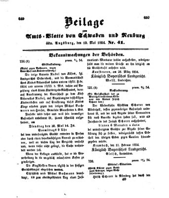 Königlich Bayerisches Kreis-Amtsblatt von Schwaben und Neuburg Freitag 19. Mai 1854