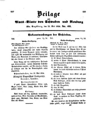 Königlich Bayerisches Kreis-Amtsblatt von Schwaben und Neuburg Dienstag 23. Mai 1854