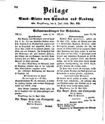 Königlich Bayerisches Kreis-Amtsblatt von Schwaben und Neuburg Freitag 2. Juni 1854