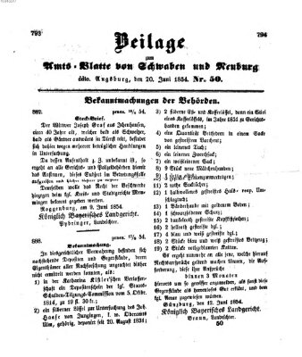 Königlich Bayerisches Kreis-Amtsblatt von Schwaben und Neuburg Dienstag 20. Juni 1854