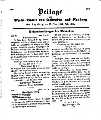 Königlich Bayerisches Kreis-Amtsblatt von Schwaben und Neuburg Freitag 23. Juni 1854