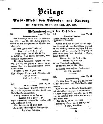 Königlich Bayerisches Kreis-Amtsblatt von Schwaben und Neuburg Dienstag 27. Juni 1854