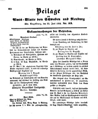 Königlich Bayerisches Kreis-Amtsblatt von Schwaben und Neuburg Freitag 30. Juni 1854