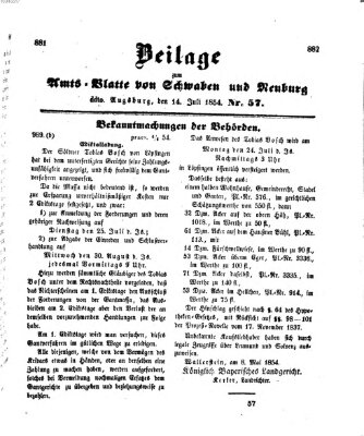 Königlich Bayerisches Kreis-Amtsblatt von Schwaben und Neuburg Freitag 14. Juli 1854