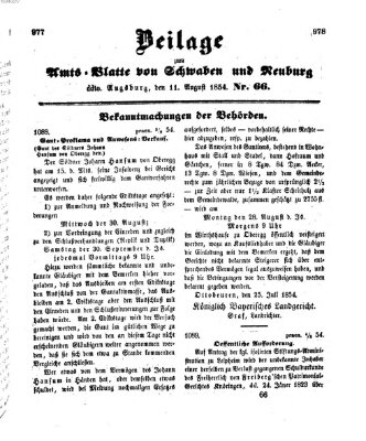 Königlich Bayerisches Kreis-Amtsblatt von Schwaben und Neuburg Freitag 11. August 1854