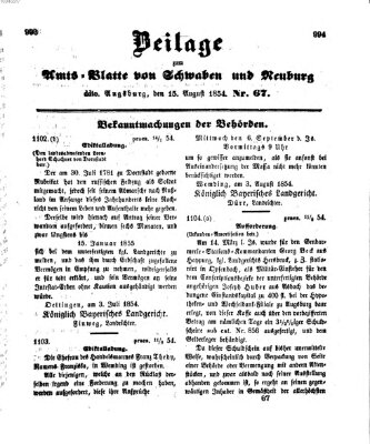 Königlich Bayerisches Kreis-Amtsblatt von Schwaben und Neuburg Dienstag 15. August 1854