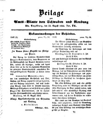 Königlich Bayerisches Kreis-Amtsblatt von Schwaben und Neuburg Dienstag 29. August 1854