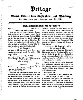 Königlich Bayerisches Kreis-Amtsblatt von Schwaben und Neuburg Freitag 1. September 1854