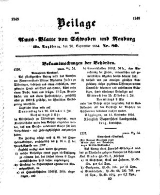 Königlich Bayerisches Kreis-Amtsblatt von Schwaben und Neuburg Dienstag 26. September 1854