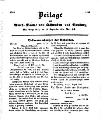 Königlich Bayerisches Kreis-Amtsblatt von Schwaben und Neuburg Freitag 29. September 1854