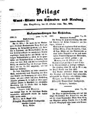 Königlich Bayerisches Kreis-Amtsblatt von Schwaben und Neuburg Dienstag 17. Oktober 1854