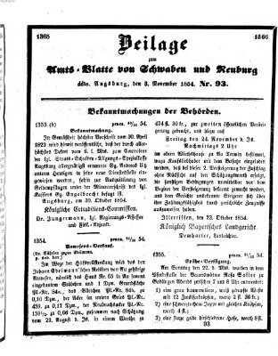 Königlich Bayerisches Kreis-Amtsblatt von Schwaben und Neuburg Freitag 3. November 1854