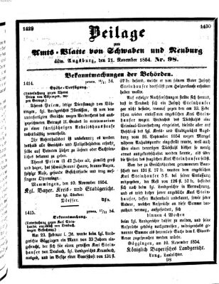 Königlich Bayerisches Kreis-Amtsblatt von Schwaben und Neuburg Dienstag 21. November 1854