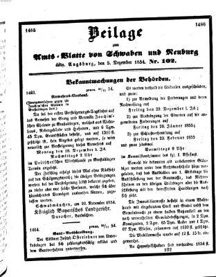 Königlich Bayerisches Kreis-Amtsblatt von Schwaben und Neuburg Dienstag 5. Dezember 1854