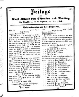 Königlich Bayerisches Kreis-Amtsblatt von Schwaben und Neuburg Freitag 15. Dezember 1854