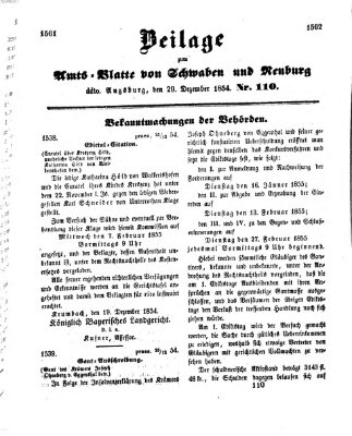 Königlich Bayerisches Kreis-Amtsblatt von Schwaben und Neuburg Freitag 29. Dezember 1854