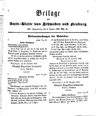 Königlich Bayerisches Kreis-Amtsblatt von Schwaben und Neuburg Dienstag 2. Januar 1855