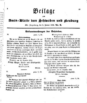 Königlich Bayerisches Kreis-Amtsblatt von Schwaben und Neuburg Freitag 5. Januar 1855