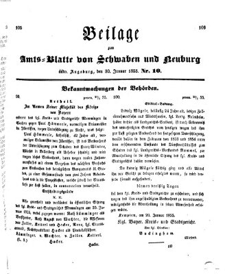 Königlich Bayerisches Kreis-Amtsblatt von Schwaben und Neuburg Dienstag 30. Januar 1855