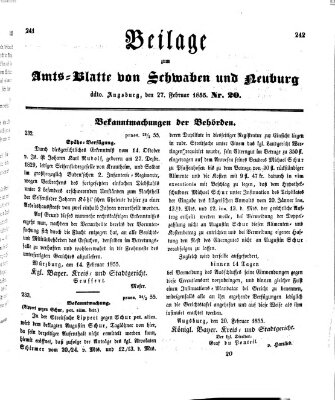 Königlich Bayerisches Kreis-Amtsblatt von Schwaben und Neuburg Dienstag 27. Februar 1855