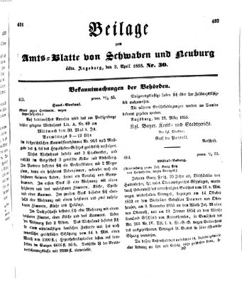 Königlich Bayerisches Kreis-Amtsblatt von Schwaben und Neuburg Dienstag 3. April 1855